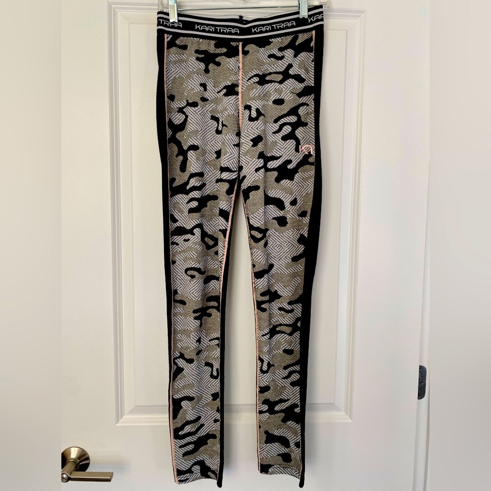 Kari Traa Kongle Baselayer Black Camo Leggings Sz M